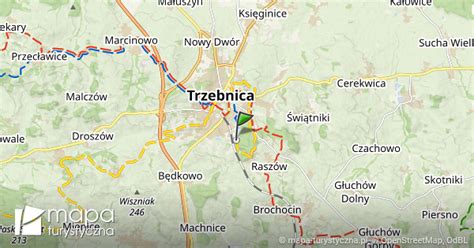 Trzebnica ul Leśna mapa szlaków turystycznych mapa turystyczna pl