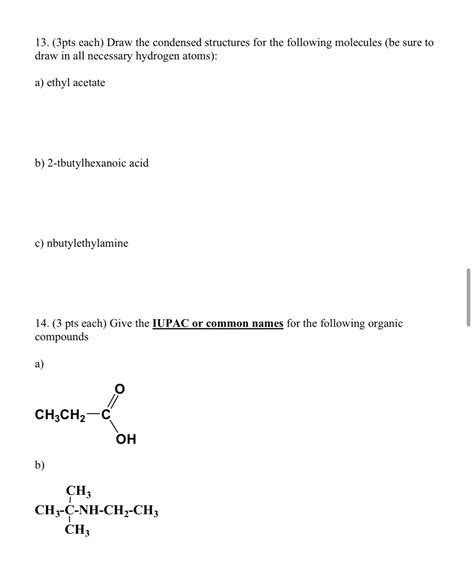 [solved] 13 3pts Each Draw The Condensed Structures For The Course Hero