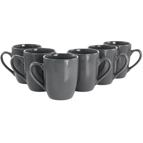 Gibson Home 6 Piece 144 Oz Stoneware Coffee Mug Set In Grey