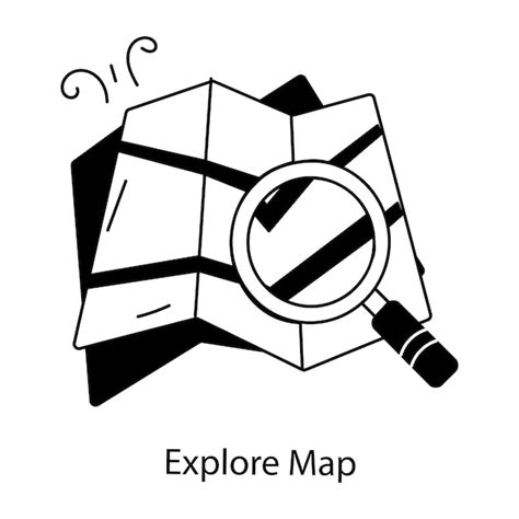 Un icono de garabateo bien diseñado del mapa de exploración Vector