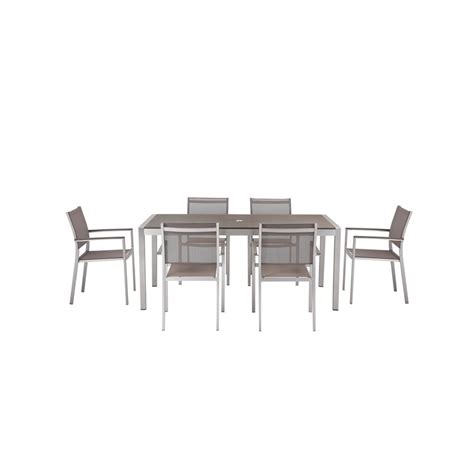 Pangea Home David 7 Piece Modern Aluminum Frame Patio Dining Set In