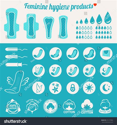 Feminine Hygiene Products Sanitary Pads And Tampons Icon Set Stock Vector Illustration