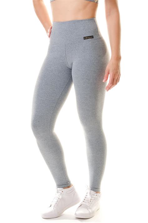 Calça Legging Cinza Mescla Cintura Alta