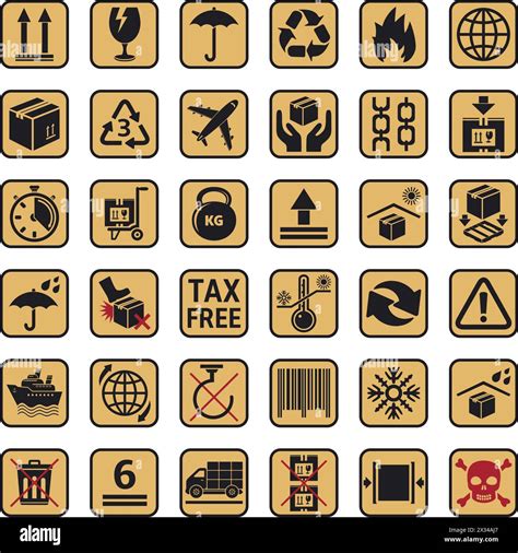 Packaging Symbols Set Cargo Icons Vector Illustration Stock Vector