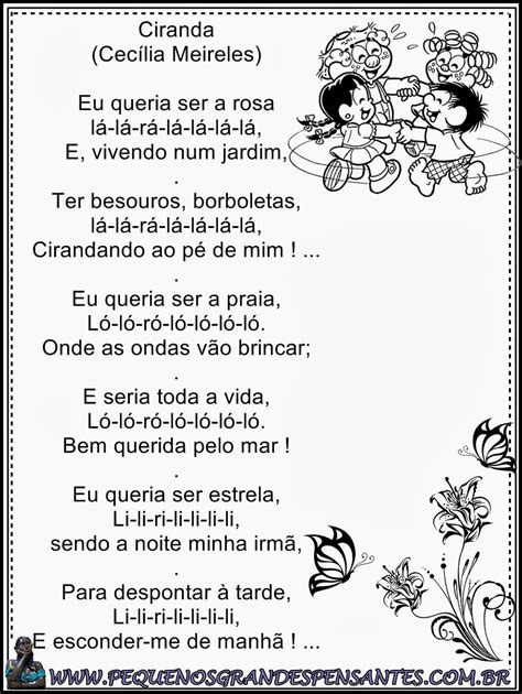 Poesia Ciranda Cecília Meireles Dia da poesia Poemas infantil