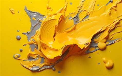 Premium AI Image A Yellow And Silver Paint Splashing Into The Air