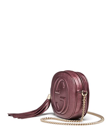 Gucci Soho Metallic Leather Mini Chain Bag Burgundy