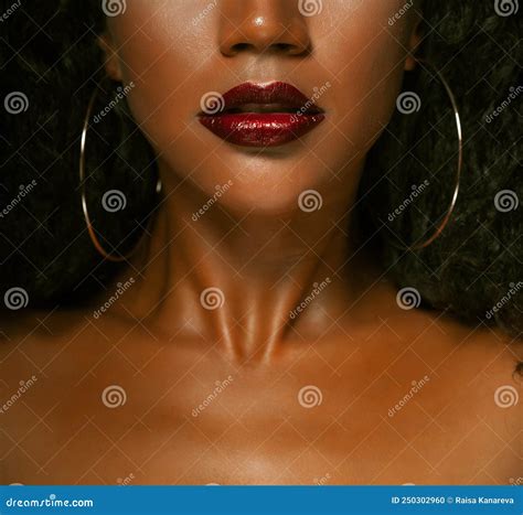 Attractive African American Woman Lips Close Up Stock Photo Image Of