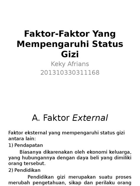 Faktor Faktor Yang Mempengaruhi Status Gizi