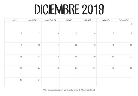 Mini Calendario 2019 Para Imprimir