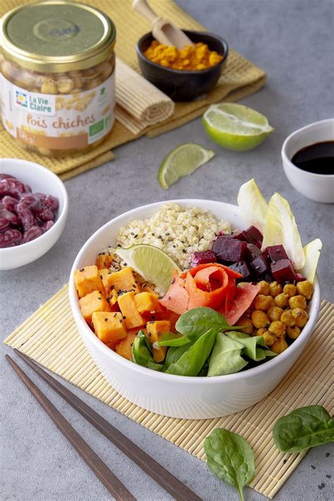 Buddha Bowl Quinoa Betterave Patate Douce Et Pois Chiches La Vie