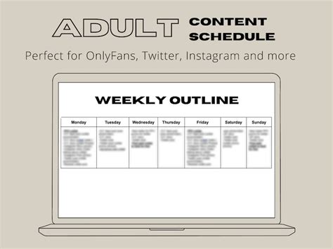 Adult Content Schedule Layout Perfect For Onlyfans Instagram Twitter And More Etsy