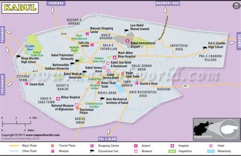 Kabul Map - Guide of the World