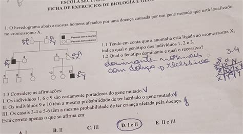 Solved Escola Secun Ficha De Exercicios De Biologia U O