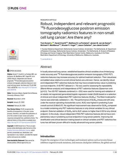 PDF Robust Independent And Relevant Prognostic 18F