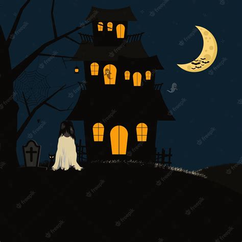 Premium Vector Haunted House Design Vector Illustration Halloween Concept