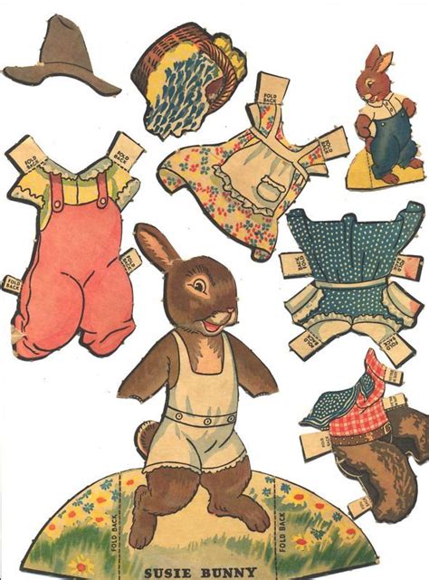 Susie Bunny And Marigold Bunny Vintage Paper Dolls1930s Vintage Paper