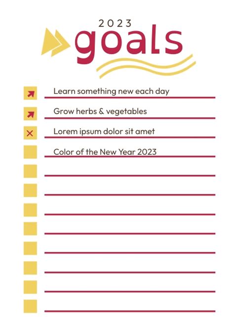 Copy Of 2023 Goals List Template Postermywall