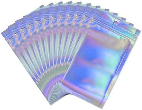 Rimiko Pcs Smell Proof Small Holographic Ziplock Bags Reusable Foil