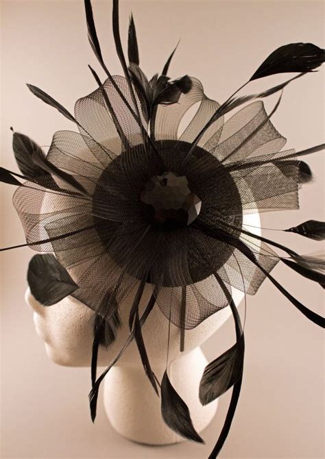 Black Feather And Crinoline Fascinator Headband Etsy Fascinator