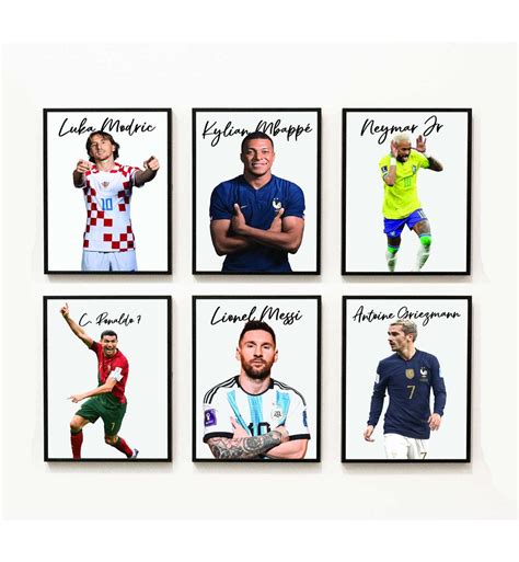 Set Of 6 Prints Messi Ronaldo Neymar Mbappe Inspire Uplift