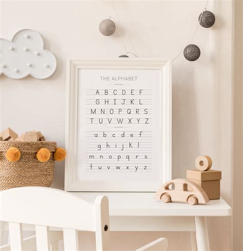 Alphabet Poster Handwriting Chart ABC Print Educational | Etsy