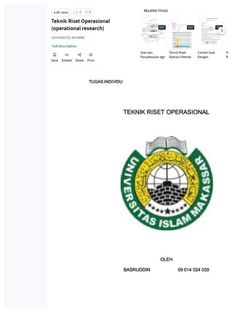 Pdf Teknik Riset Operasional Operational Research Compress Pdf