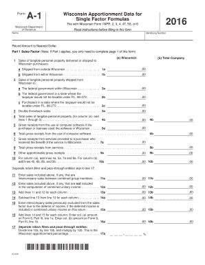 Fillable Online Ic Form A Wisconsin Apportionment Data For