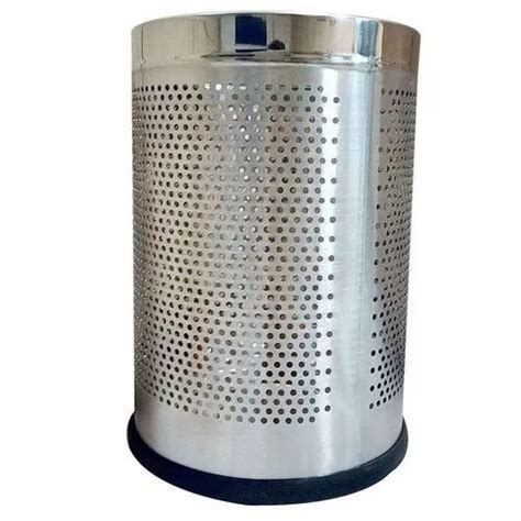 Round Open Top Perforated Stainless Steel Dustbin X Ltrs For