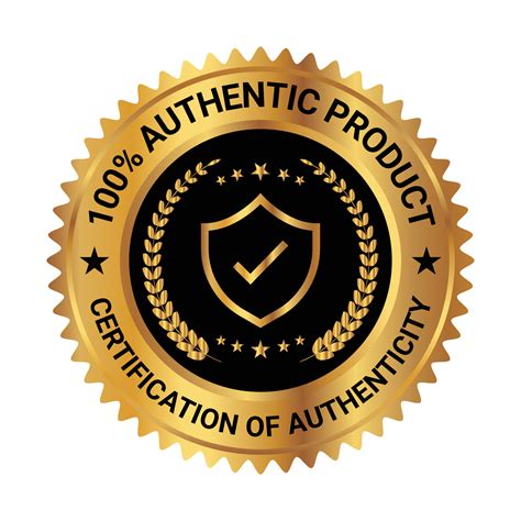 Certification of Authenticity Badge, 100 PercentOriginal Product Stamp ...