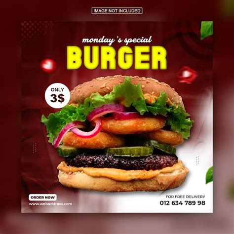 Premium PSD Special Delicious Burger Social Media Instagram Post