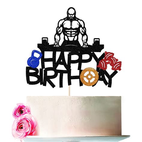 Buy Bejotaa Gym Theme Happy Birthday Cake Topper Weight Lifting