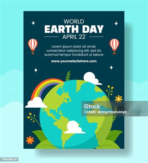 Vetores De Dia Da Terra Poster Vertical Flat Cartoon Hand Drawn