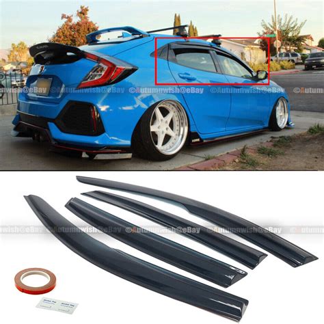 For Honda Civic Hatchback Fk Mugen Style Wavy Uv Window Visor