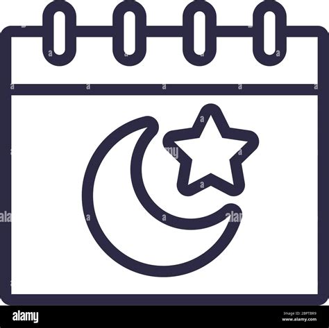 Moon Night With Star In Calendar Line Style Icon Stock Vector Image