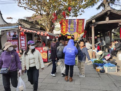 People Visit To Xinchang Ancient Town In Shanghai China Editorial