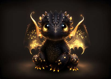 Black And Gold Baby Dragon Poster By Misty Allen Displate