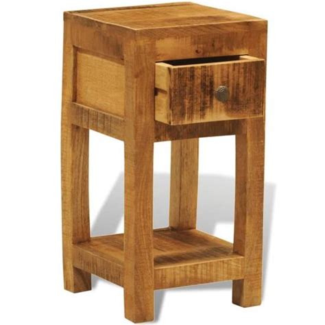 Swt Table De Chevet Avec Tiroir Bois Massif De Manguier Cdiscount