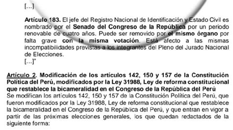 Constitución Aprueba Dictamen Que Remueve A La Jnj Y Somete A La Onpe Y