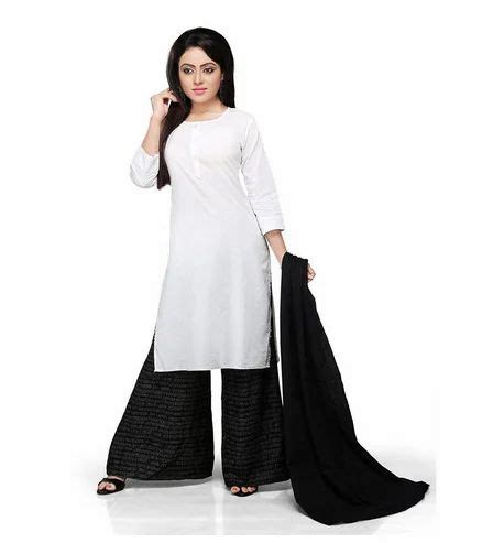 White Cotton Readymade Kameez With Palazzo At Rs Cotton Suit In