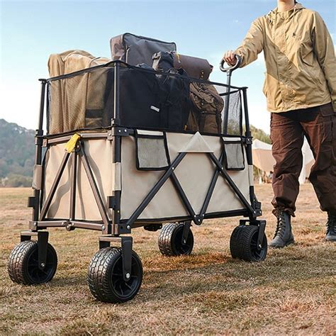 Outdoor Garden Multi Functional Folding Camping Cart Double Deck