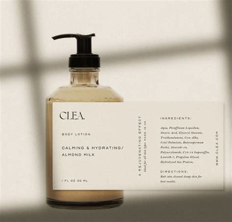 Minimalistic Product Label Template Cosmetic Label Skin Care Label Body