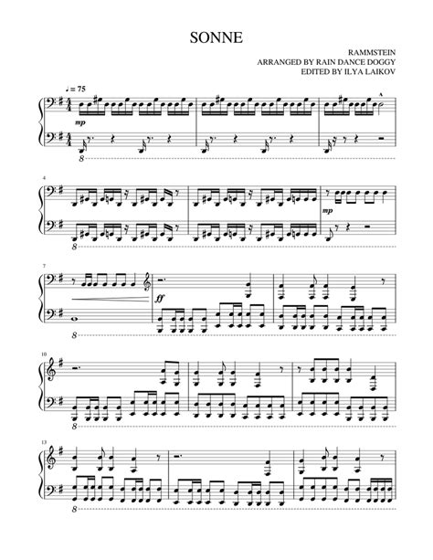 Sonne Rammstein Piano Sheet Music For Piano Solo