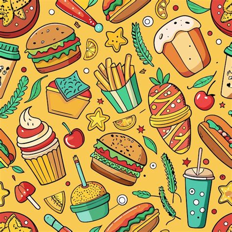 Premium Vector Fast Food Seamless Pattern