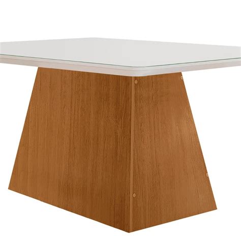 Mesa Sala De Jantar Aida Cm Em Mdf E Vidro Canto Copo