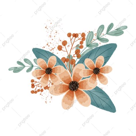 Enfeite De Arranjo De Flores Em Aquarela Png Flor Floral Ramalhete Imagem Png E Psd Para