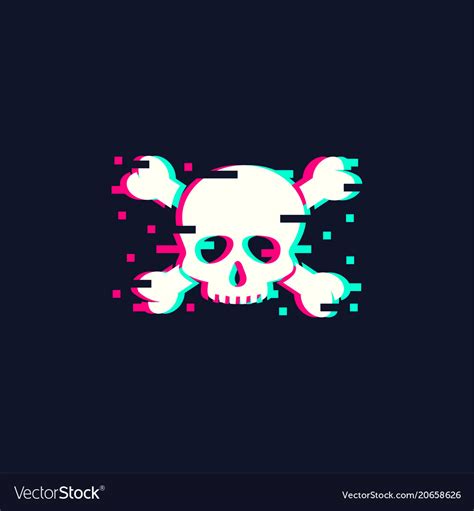 Skull in trendy glitch style Royalty Free Vector Image