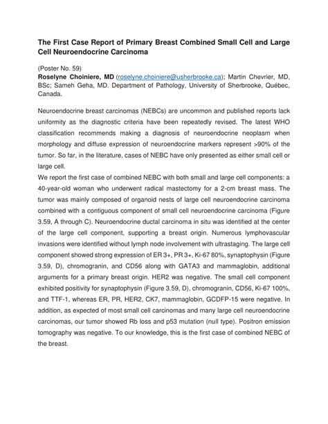 PDF The First Case Report Of Primary Breast Combined Small Cell And