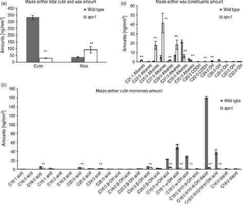 Analysis Of Anther Wax And Cutin Monomers In Wild Type And The Apv