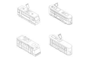 Tram Car Icon Set Vector Outline Graphic By Ylivdesign Creative Fabrica